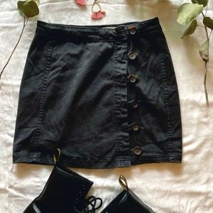 Button Up Charcoal Mini Skirt